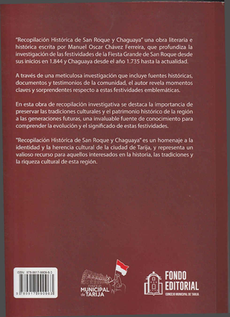 Contra Portada Recopilacion Historica San Roque Chaguaya