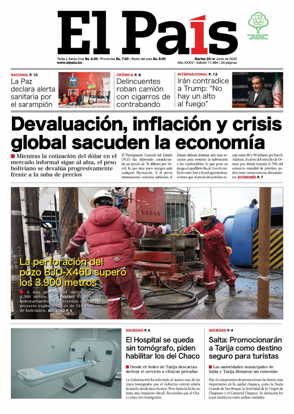 La tregua (o no); UCS y Evo; el petróleo, el tomógrafo... lee las imprescindibles