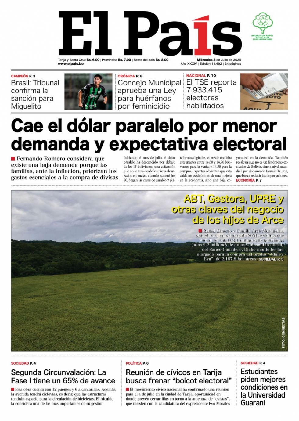 Las claves de Adán y Eva; Dunn, Evo y el TSE; el dólar de Trump... lee las imprescindibles
