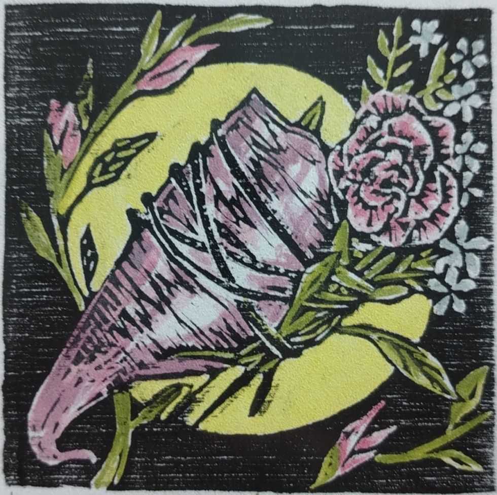 Ajipa Corpus, linograbado iluminado de Amilcar Sadid Arancibia Sánchez (Tarija)