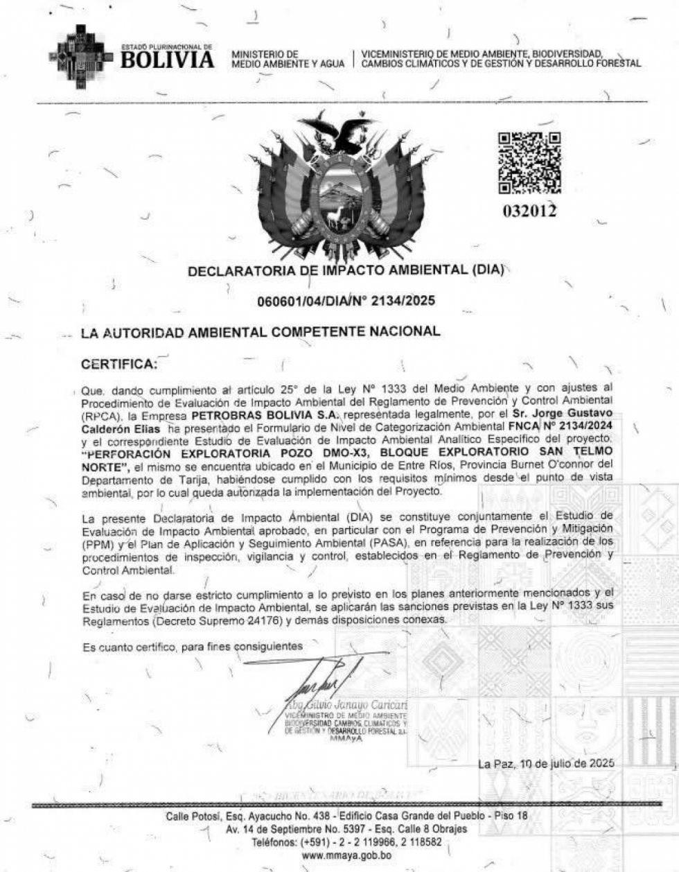 Tariquía: Ministerio da luz verde para perforar el DOMO OSO X3