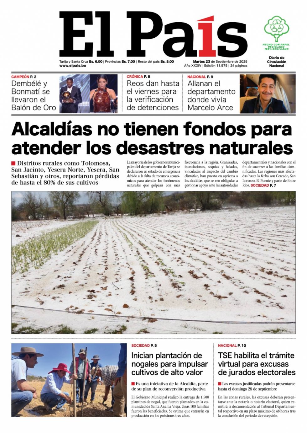 Los desastres, Arce Mosqueira, la ONU, el Balón de Oro... Lee las imprescindibles 