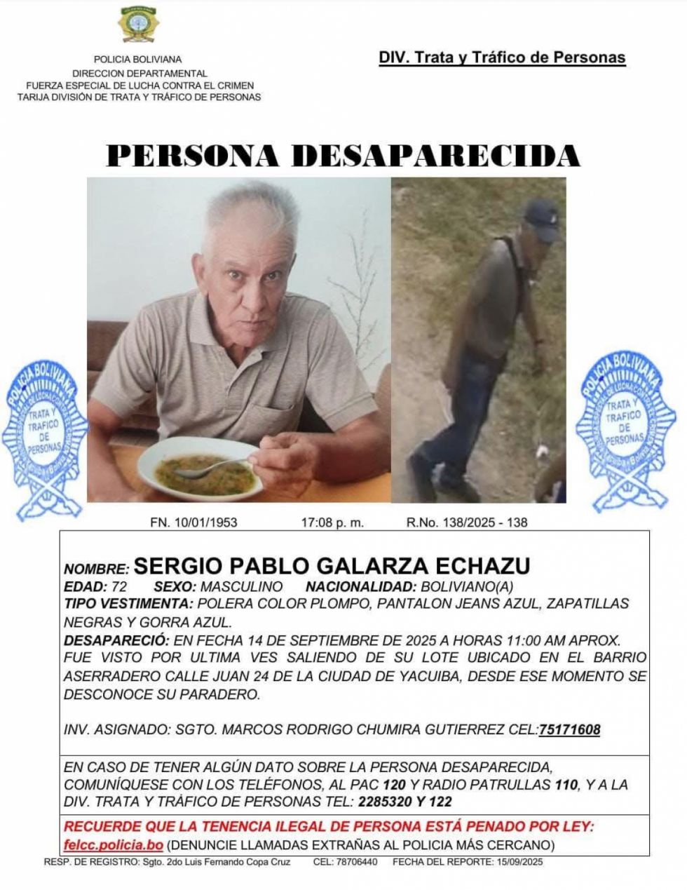Hombre de la tercera edad lleva 10 días desaparecido