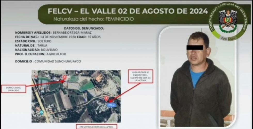 Tarija: Feminicida de María confesó el crimen y recibió 30 años
