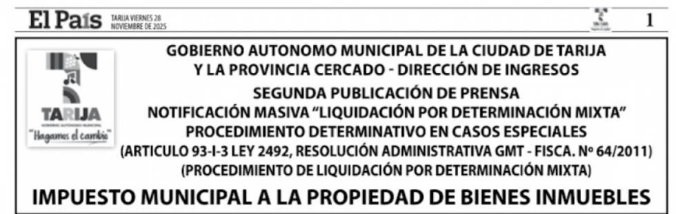 Consulta si estás en la lista de contribuyentes deudores de la Alcaldía Municipal de Tarija