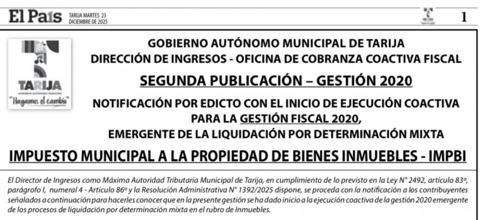 Consulta si estás en la lista de contribuyentes deudores de la Alcaldía Municipal de Tarija