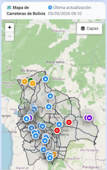 Así está el país hoy: mapa revela dónde están los bloqueos en Bolivia