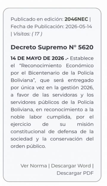 Paz Pereira concede bono extraordinario a la Policía