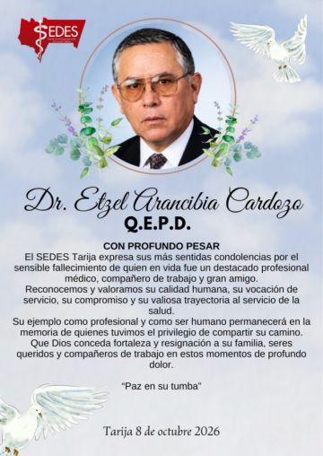 Fallece Etzel Arancibia, exdirector del Banco de Sangre de Tarija reconocido por su trayectoria