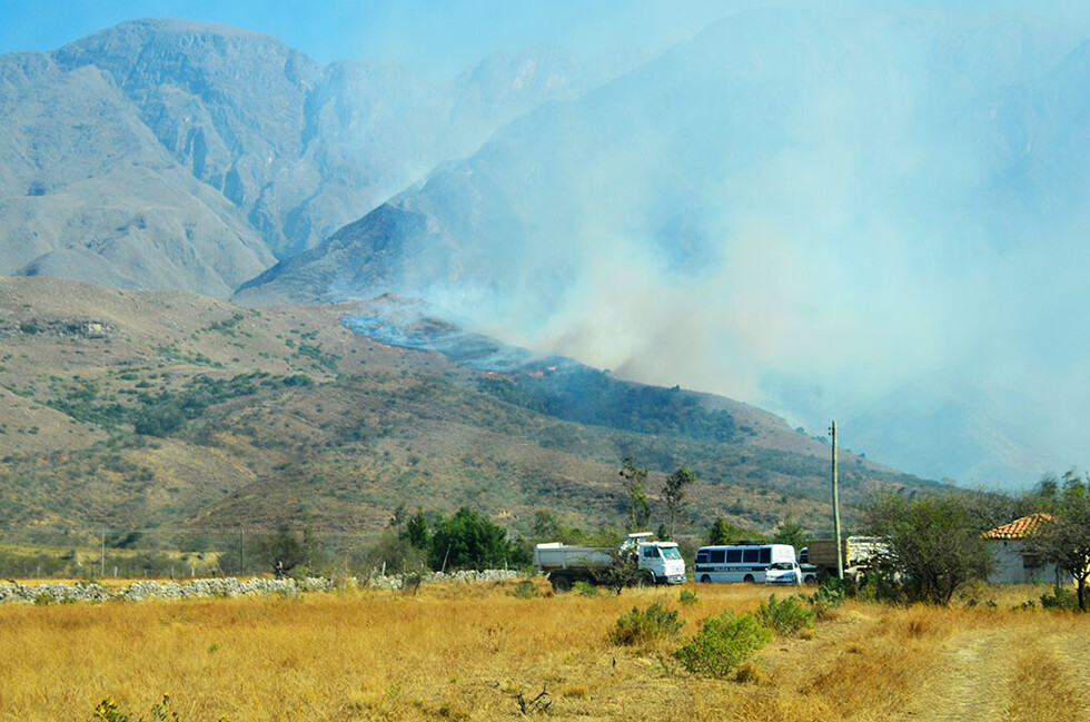 Logran controlar en primera instancia el flanco sud del incendio en Pinos que abarca unas 90 a 100 hectáreas