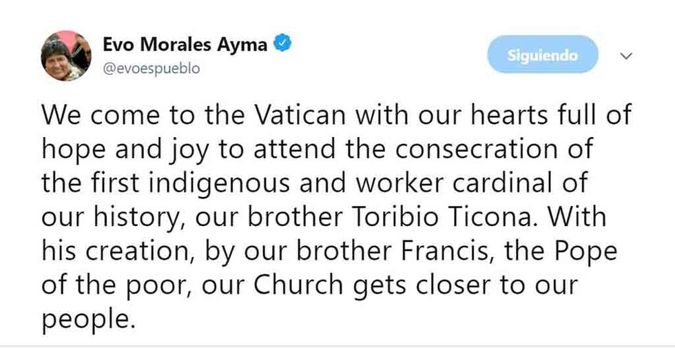Ministra López condena los insultos a los tuits de Evo Morales en inglés