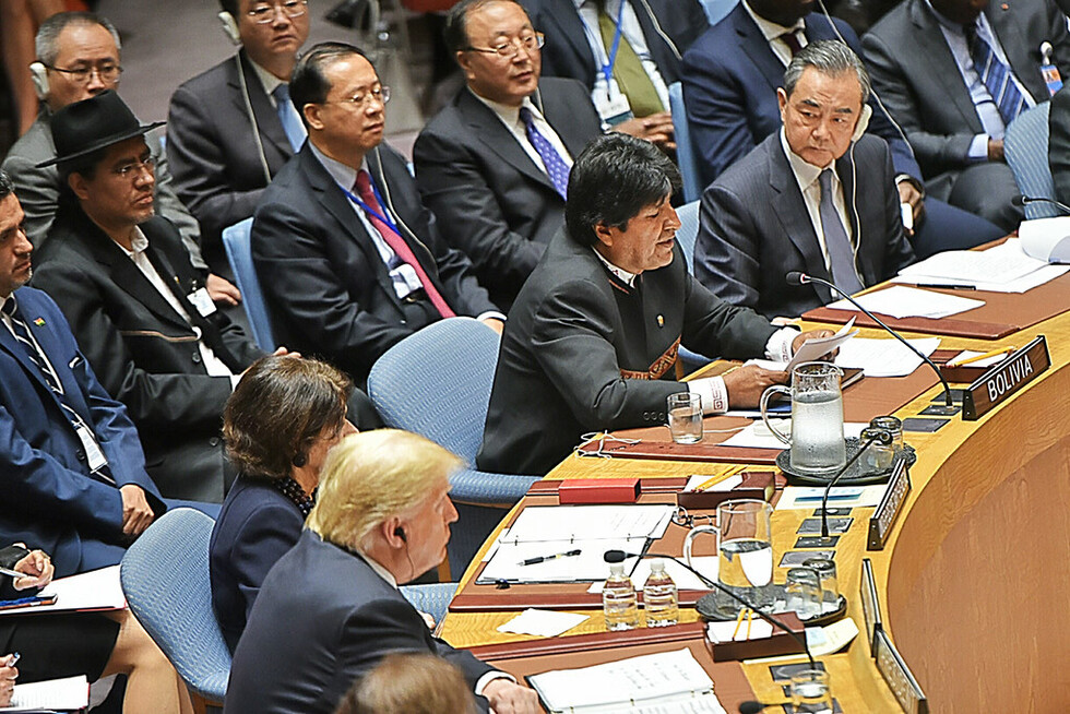 Evo, en presencia de Trump, arremete duro contra Estados Unidos en la ONU