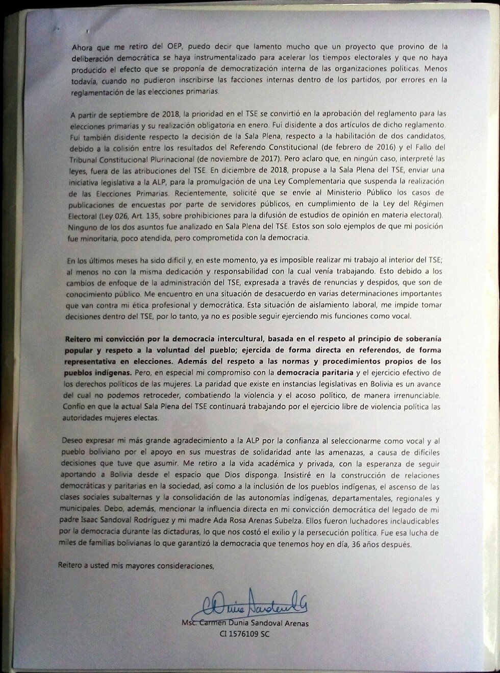 Renuncia Sandoval tras advertir decisiones del TSE contra su ética democrática