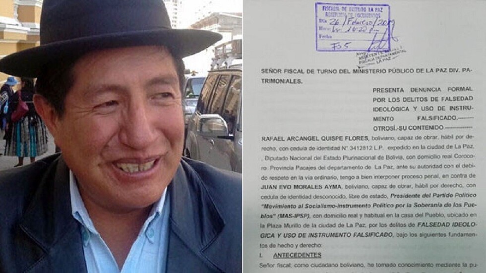 Rafael Quispe presenta denuncia penal contra Evo