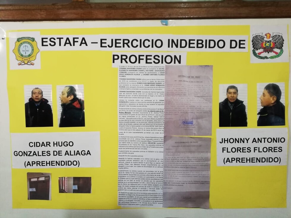 Un falso policía estafaba al lado de la FELCC