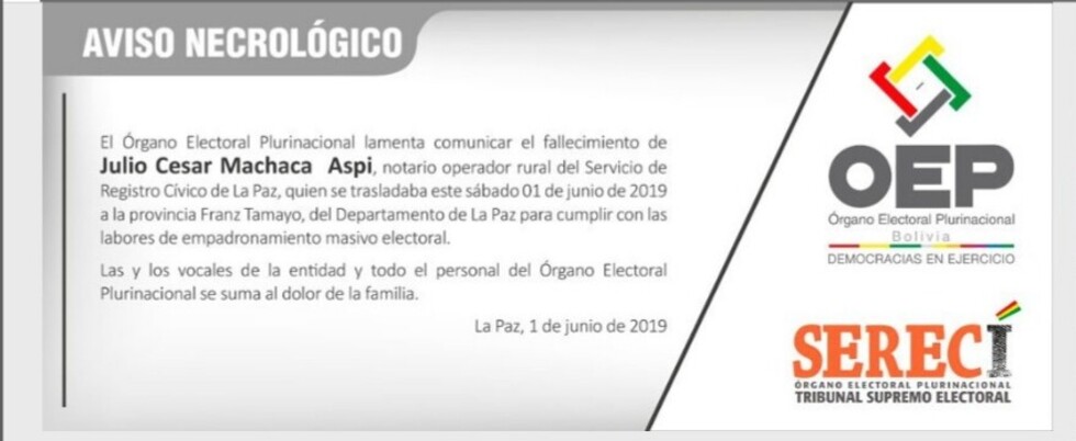 Accidente de tránsito deja sin vida a un funcionario del OEP