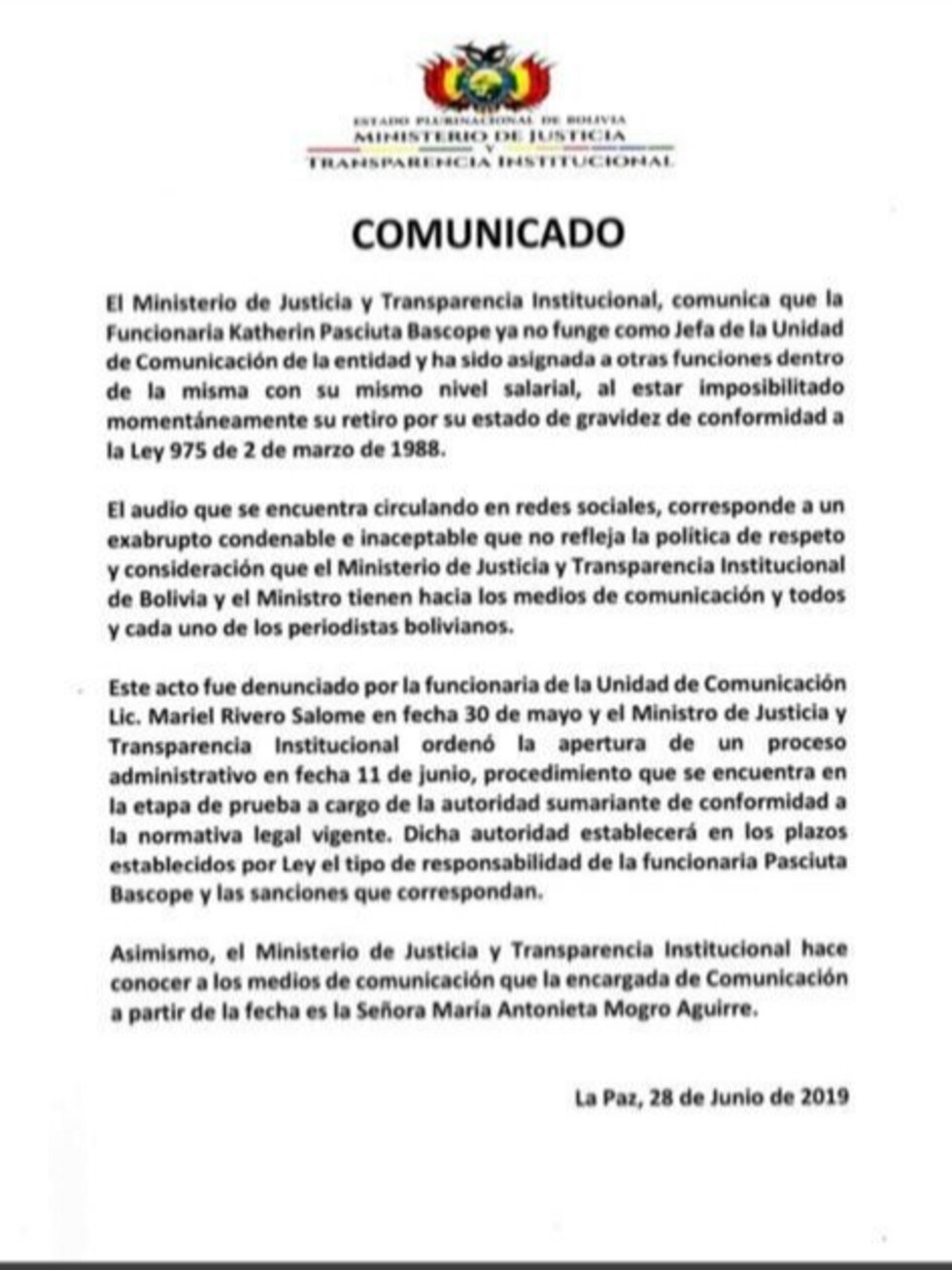 Exjefa del Ministerio de Justicia llamó "pelotudos" a la prensa y "tonta" a funcionaria