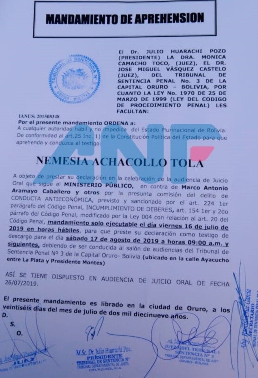 Fondo Indígena: Tribunal ordena aprehensión de la exministra Achacollo por burlar la justicia
