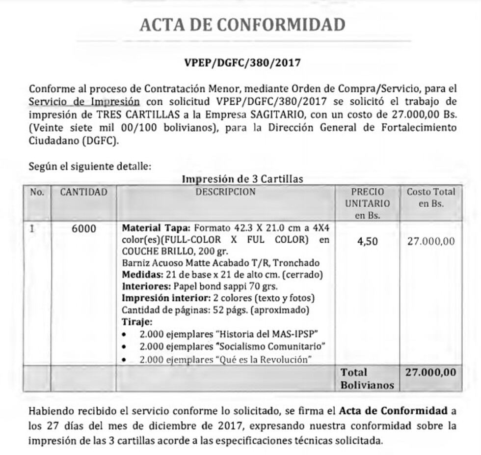 Oposición denuncia malversación de fondos en cartillas de “Historia del MAS”