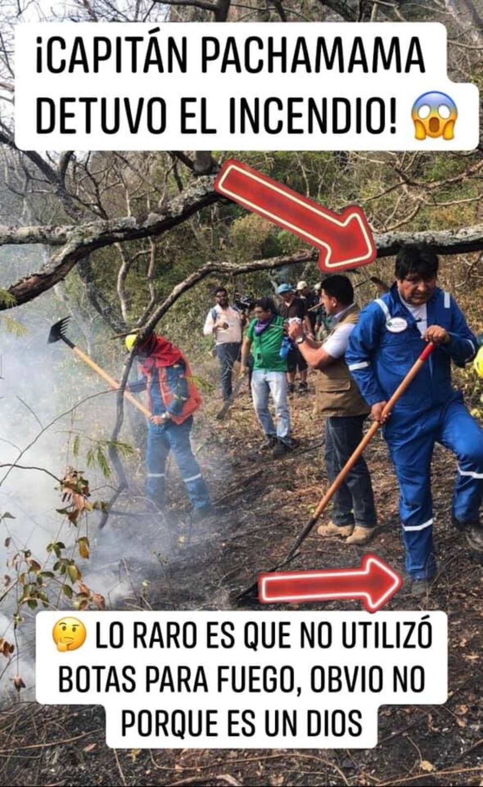 Morales colabora a extinguir brotes de fuego y genera reacciones en las redes