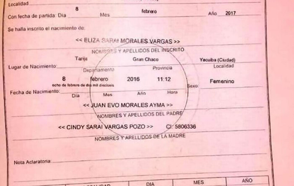 Piden al Sereci que informe sobre supuesta hija de Evo