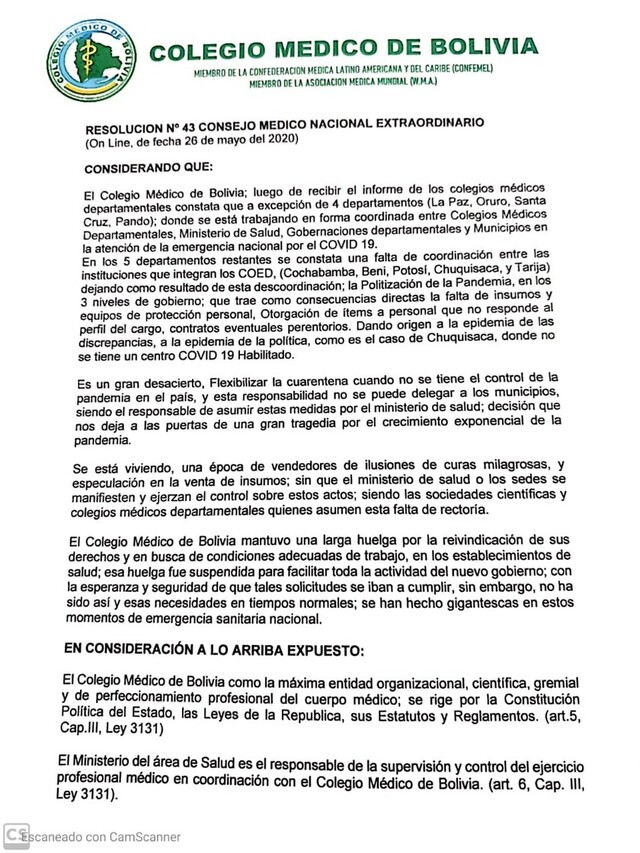 Colegio Médico exige al Gobierno asumir responsabilidad sobre cuarentena y no delegarla a los gobiernos municipales