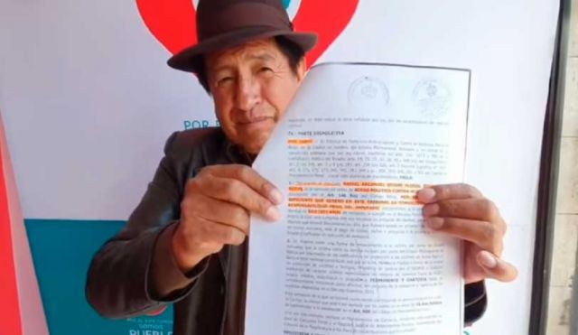 Quispe es notificado con su sentencia a dos años de cárcel