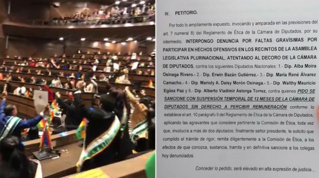 Oficialista denuncia a seis opositores y pide suspenderlos sin salario por los gritos en el discurso de Arce