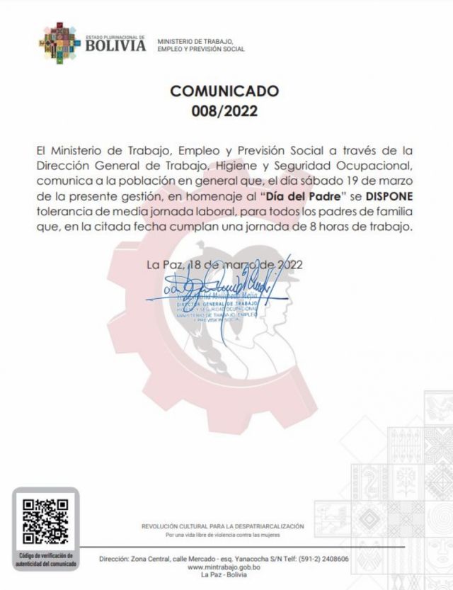 Día del Padre: Ministerio de Trabajo dispone tolerancia de media jornada laboral 