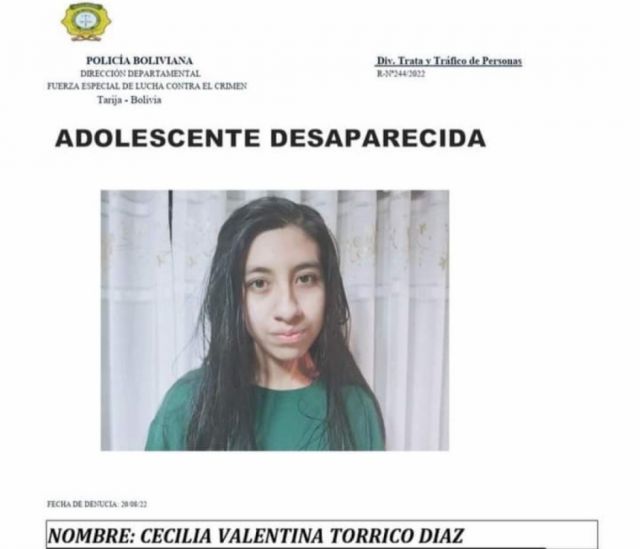 Tarija: Reportan desaparición de una joven de 18 años