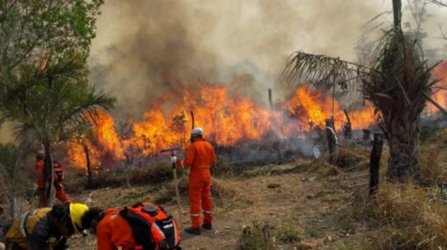 El fuerte viento propaga el fuego en Santa Cruz