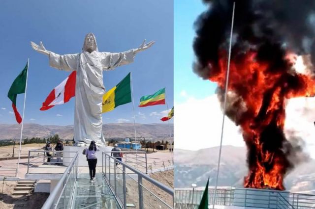 Video: Fuego consumió el monumento del ‘Cristo Blanco’ a solo un mes de inaugurado