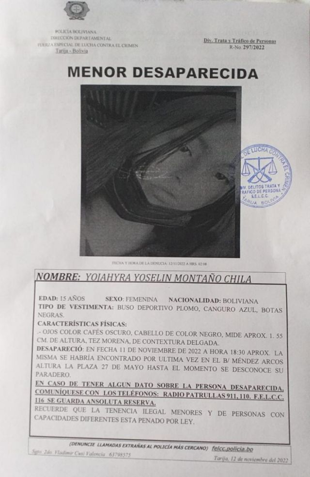 Investigan la desaparición de una adolescente