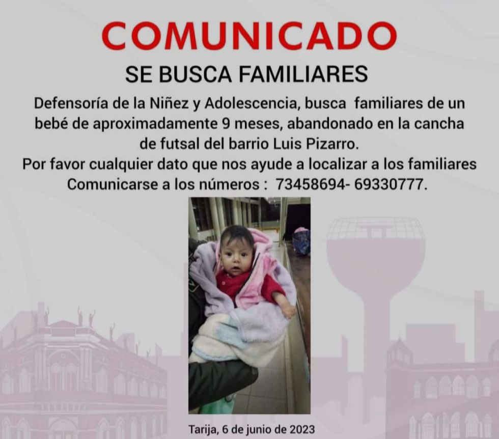 Abandonan a una bebé en el barrio Luis Pizarro