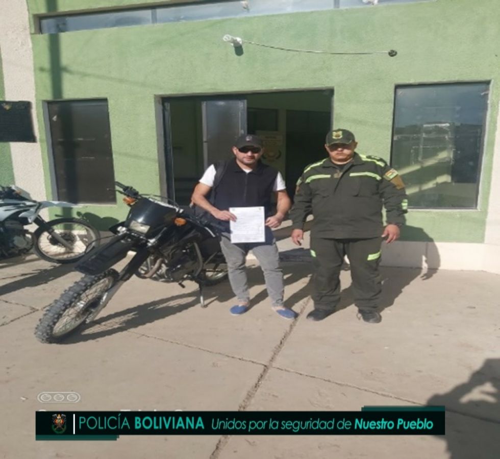 Recuperan en Tarija una motocicleta robada en Argentina