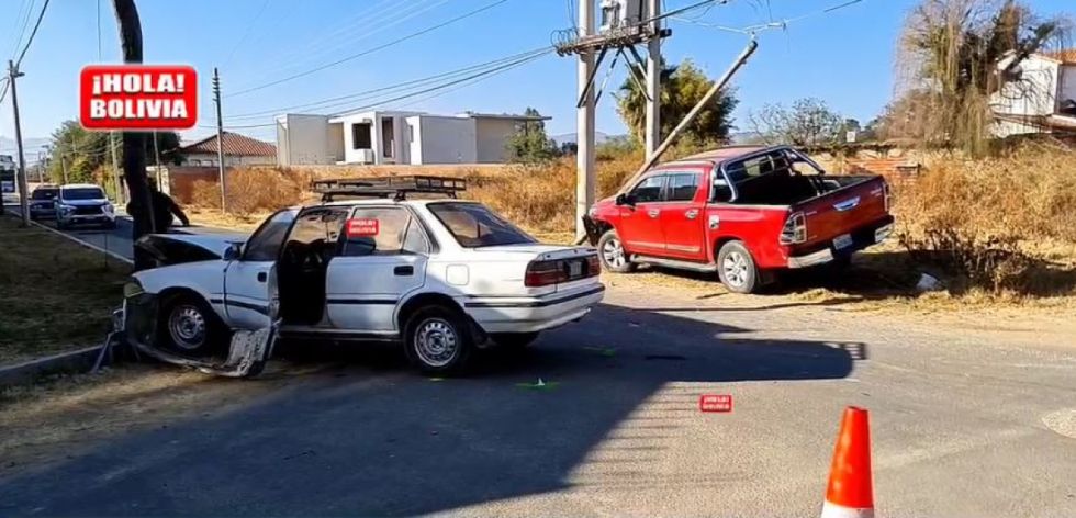 Una persona resulta herida tras colisión seguida de choque a objeto fijo en Tarija