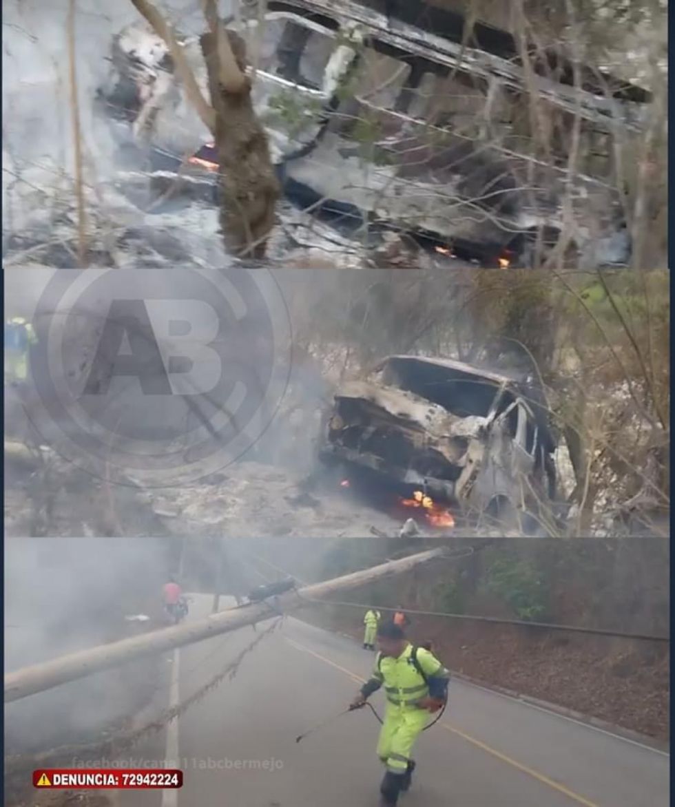 Vehículo queda calcinado tras accidentarse en la ruta Tarija-Bermejo 