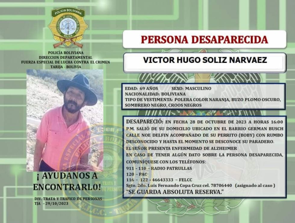 Buscan a persona desaparecida en el Cementerio Jardín de Tarija