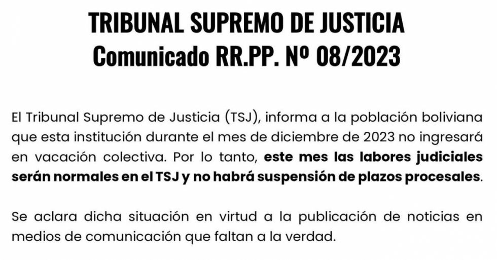 Tribunal Supremo de Justicia no ingresará en vacación
