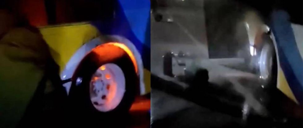 Bus con pasajeros empezó a arder en la ruta a Santa Cruz