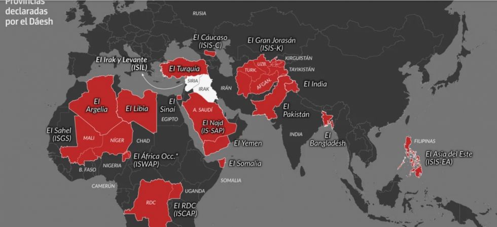 El mapa de las ramificaciones del Estado Islámico