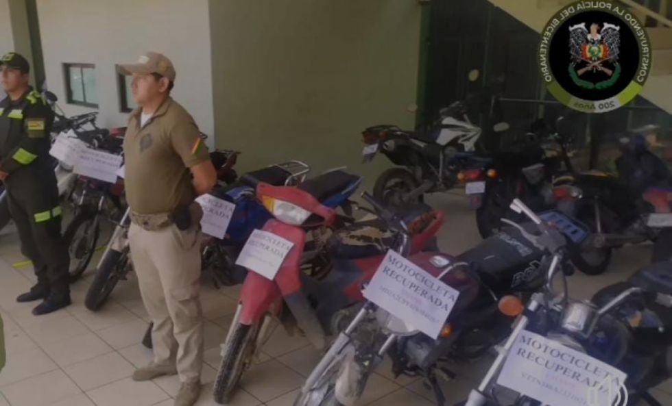 Diprove halla en Chuquisaca once motos robadas en Tarija 
