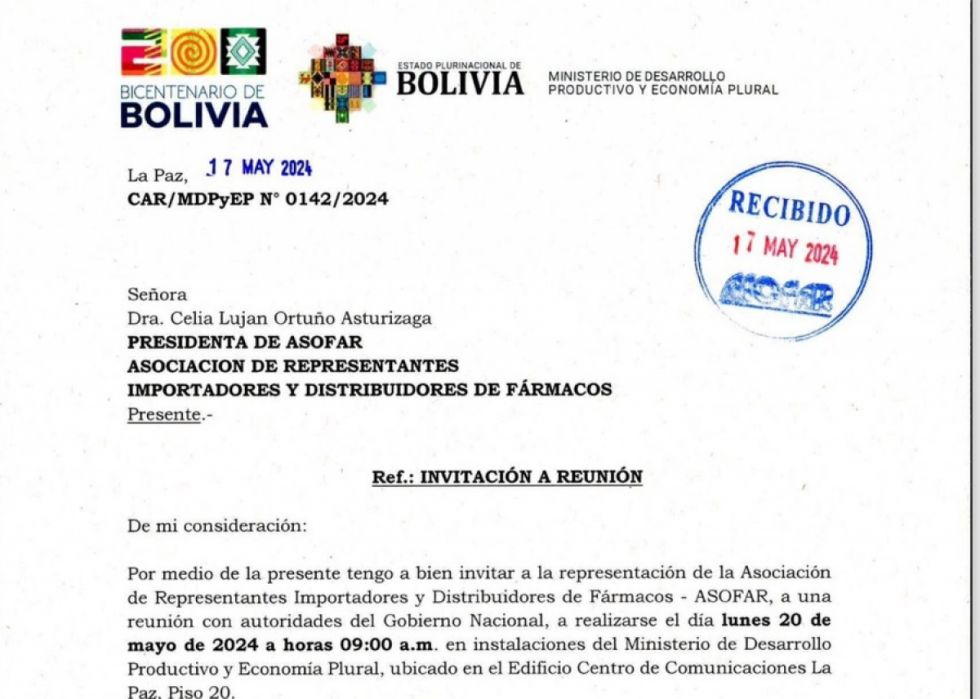Gobierno cita a dirigentes de Asofar a una reunión