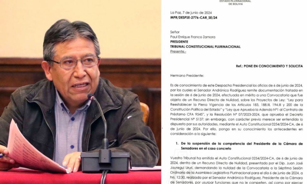 Choquehuanca acude al TCP para consultar la validez de la sesión de Andrónico