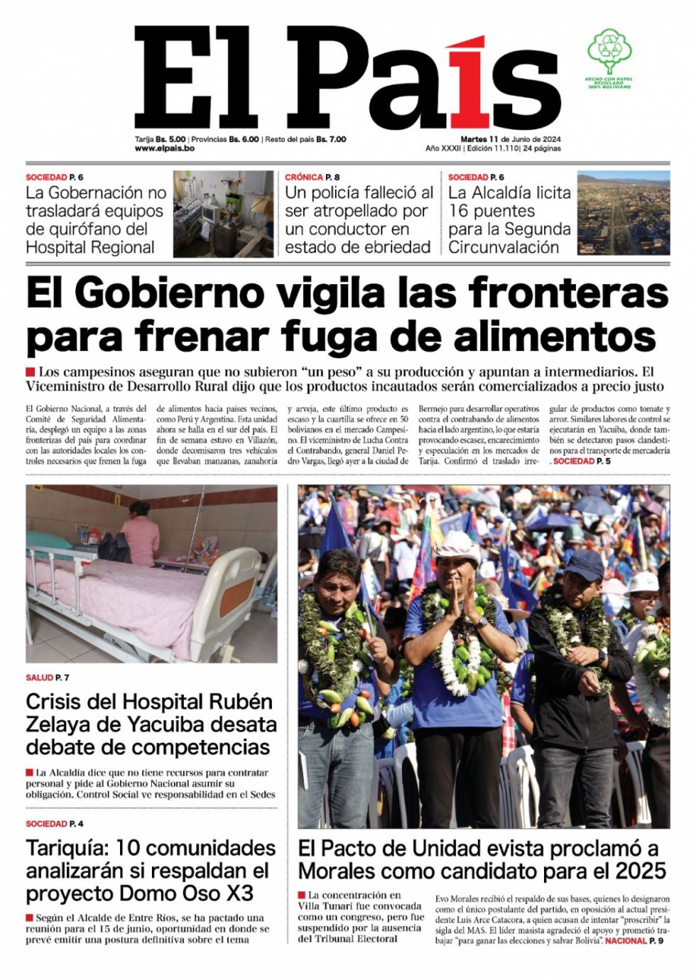 Fuga de alimentos, caso Singry, 6 meses de Milei y la enésima proclamación de Evo: Lee las imprescindibles