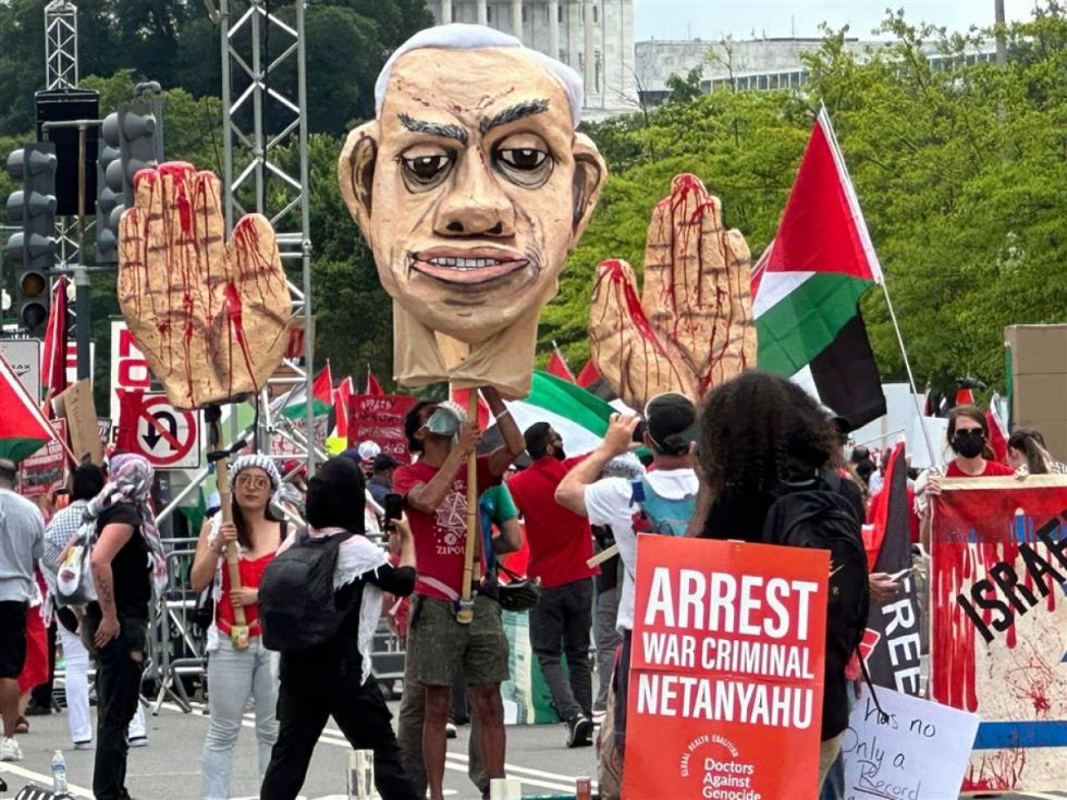 Masiva protesta en EEUU contra Netanyahu