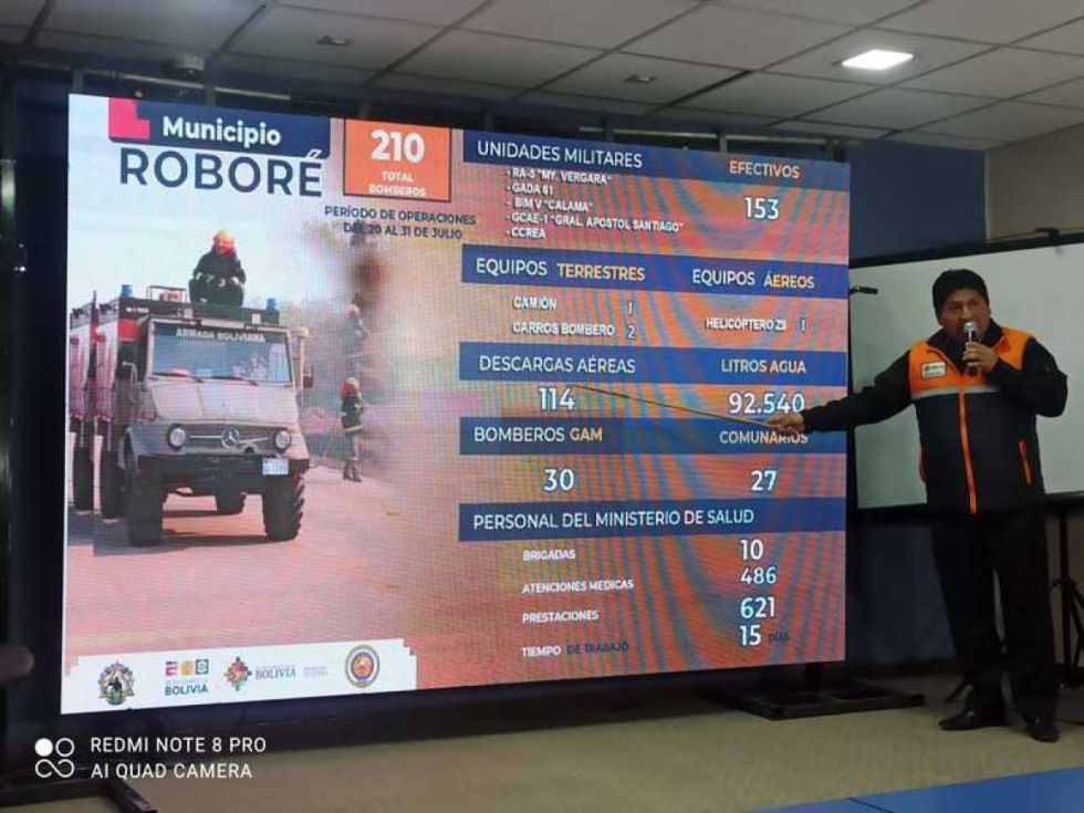 Gobierno: incendio en Roboré fue sofocado
