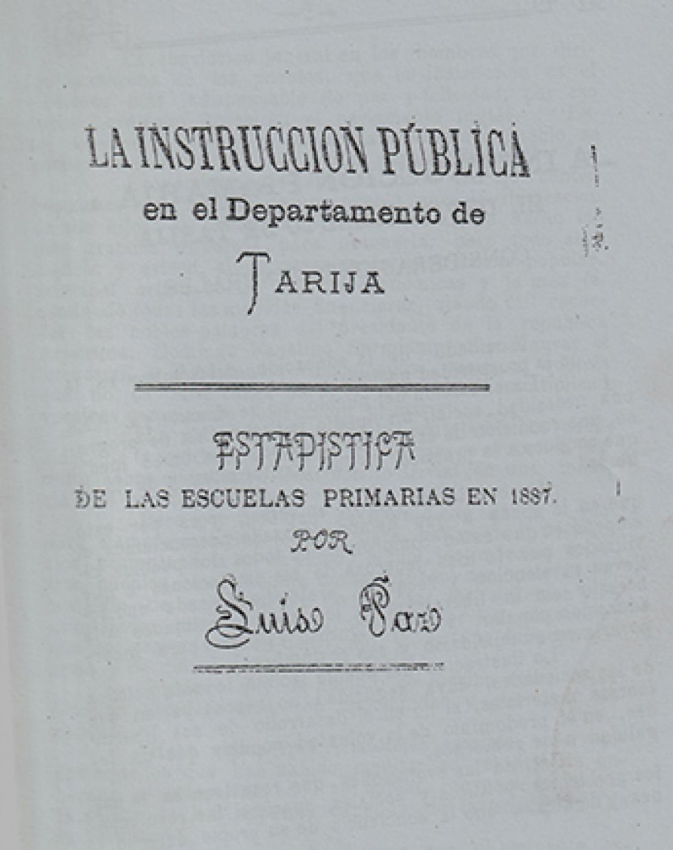 La instrucción primaria en el departamento de Tarija (Segunda Parte)