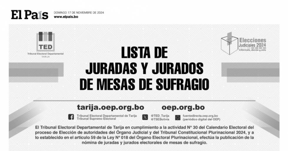 Consulta aquí si eres jurado electoral el próximo 15 de diciembre