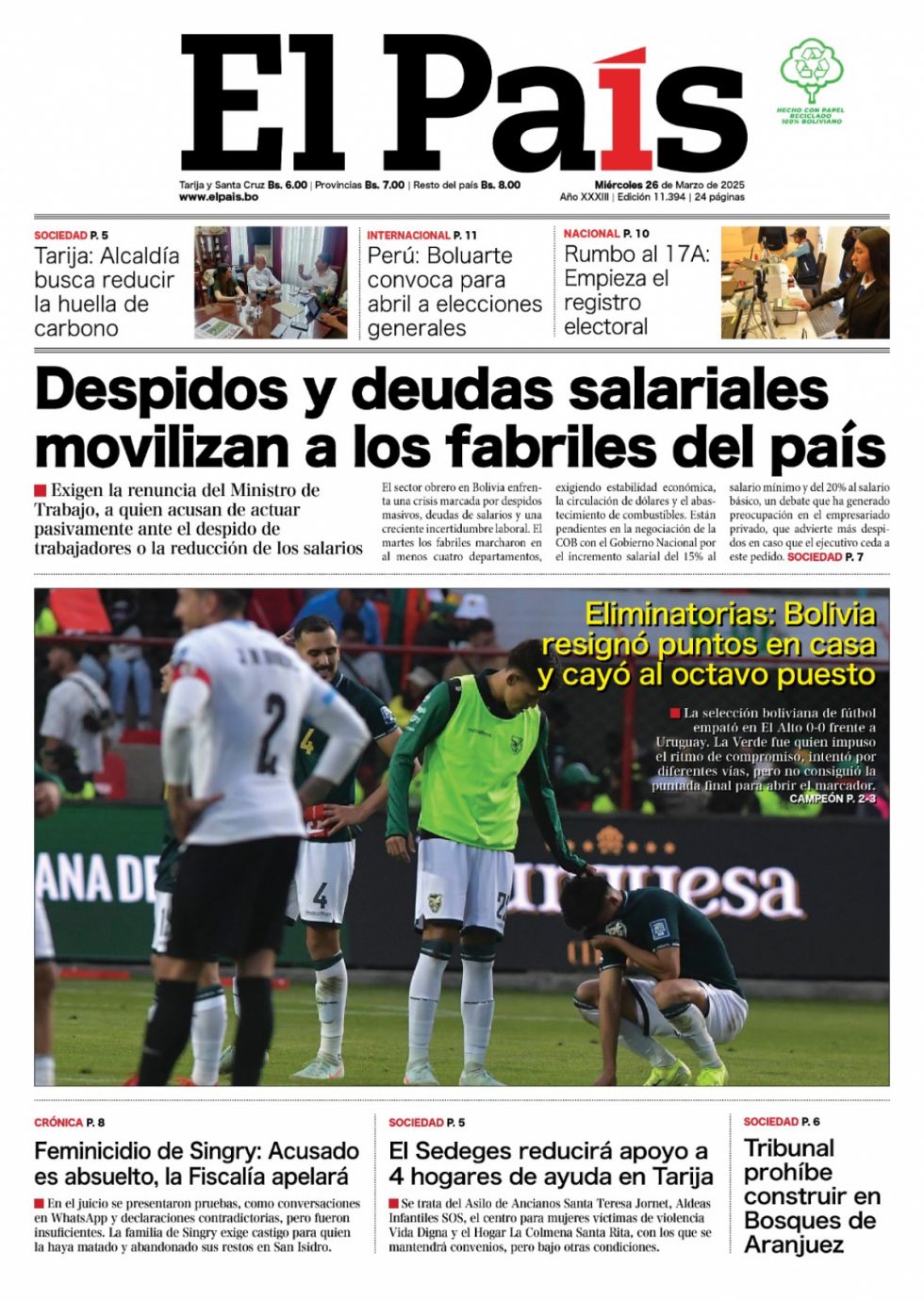 Eliminatoria ardiente, el precio de la carne, el caso Singry, elecciones en Perú... lee las imprescindibles